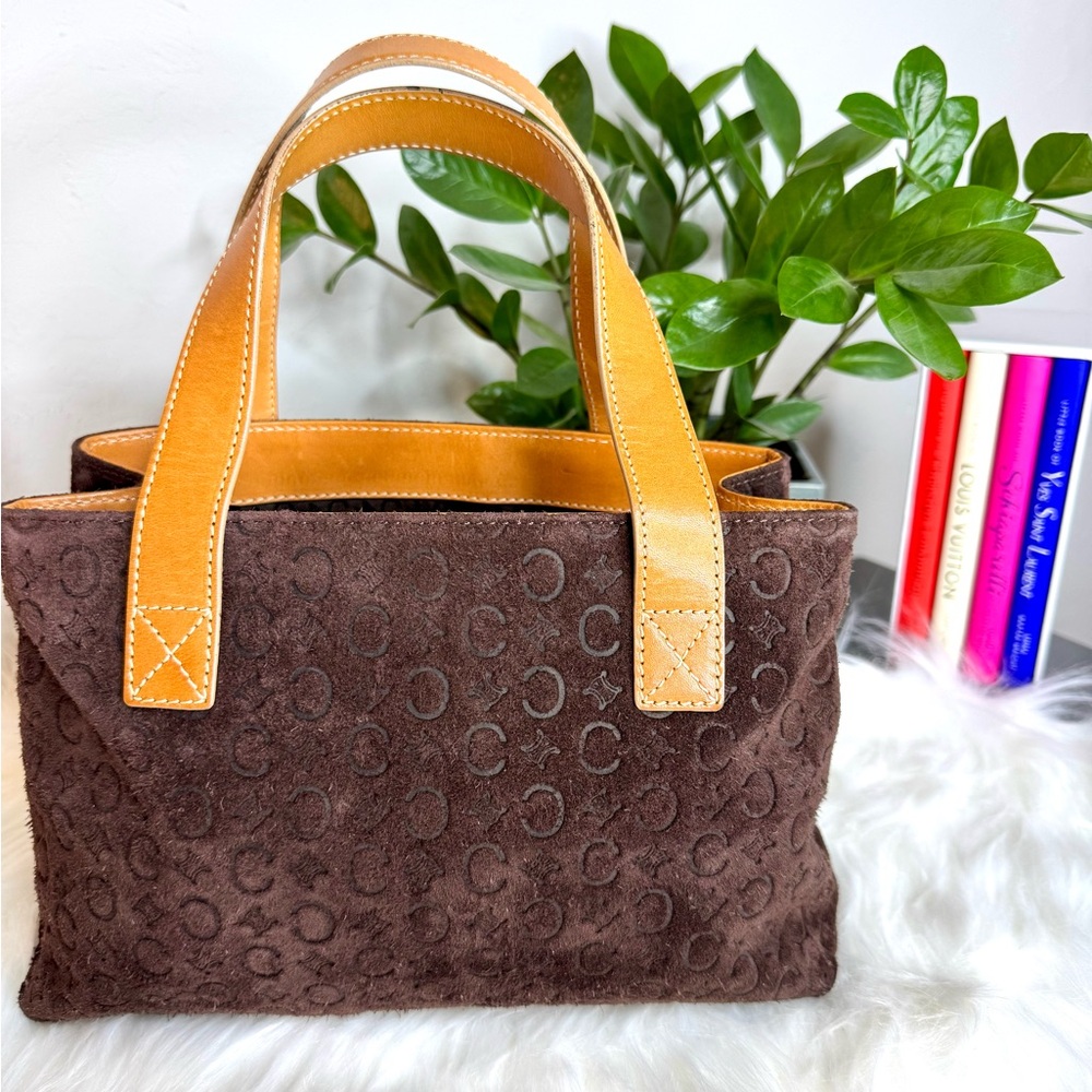 Celine Brown and Tan Suede Tote Bag